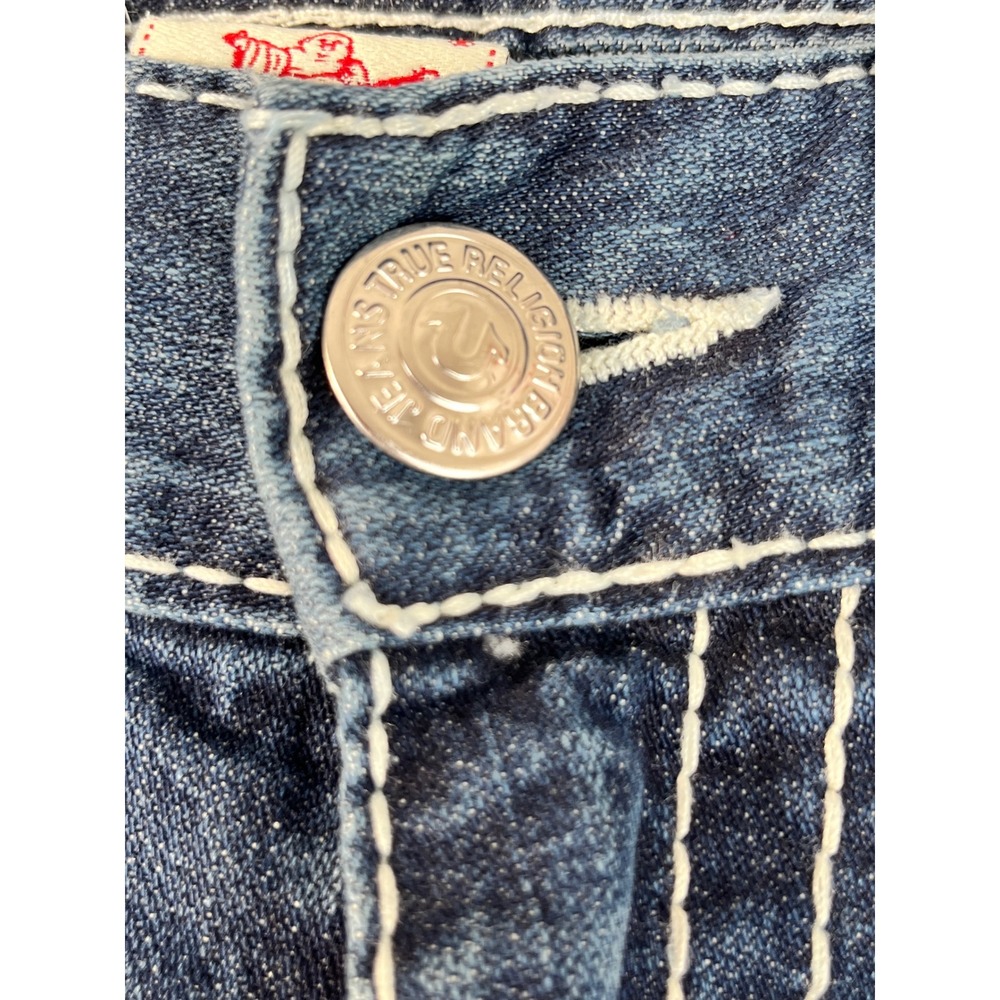 True Religion Ricky Big T Jeans Mens 33 Blue Excellent Straight Leg Big Stitch - Picture 4 of 13